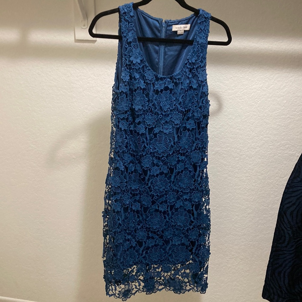 Blue Lace Sleeveless Dress